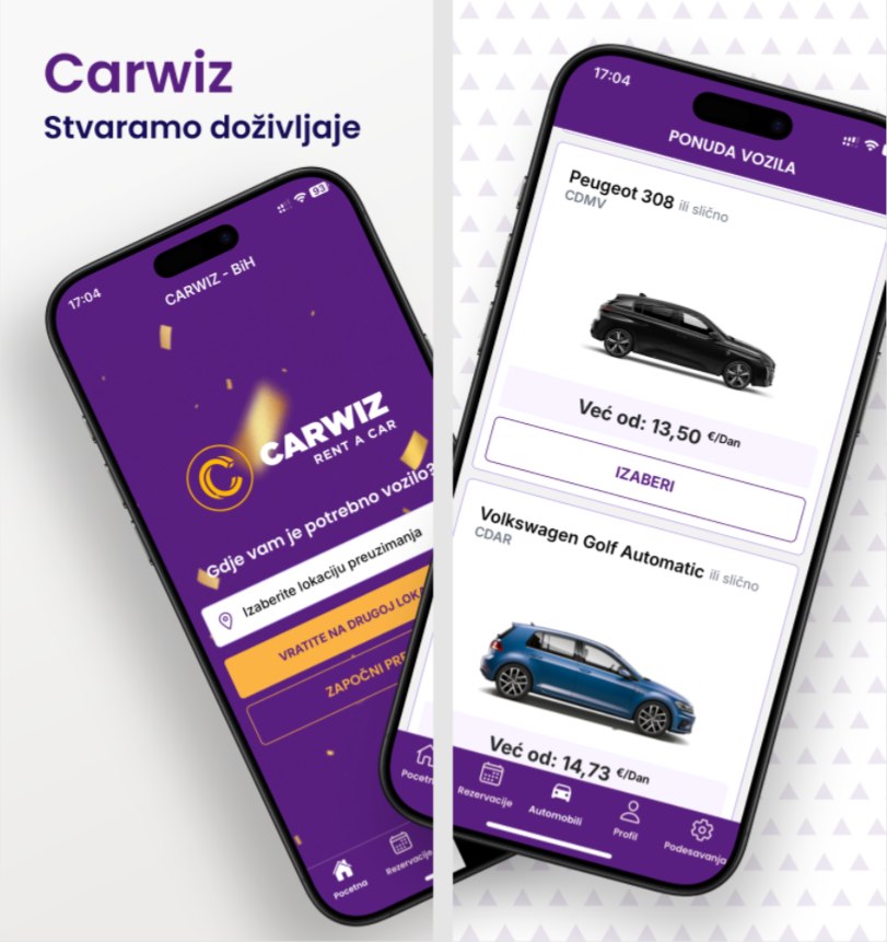 Prikaz CARWIZ BiH mobilne aplikacije